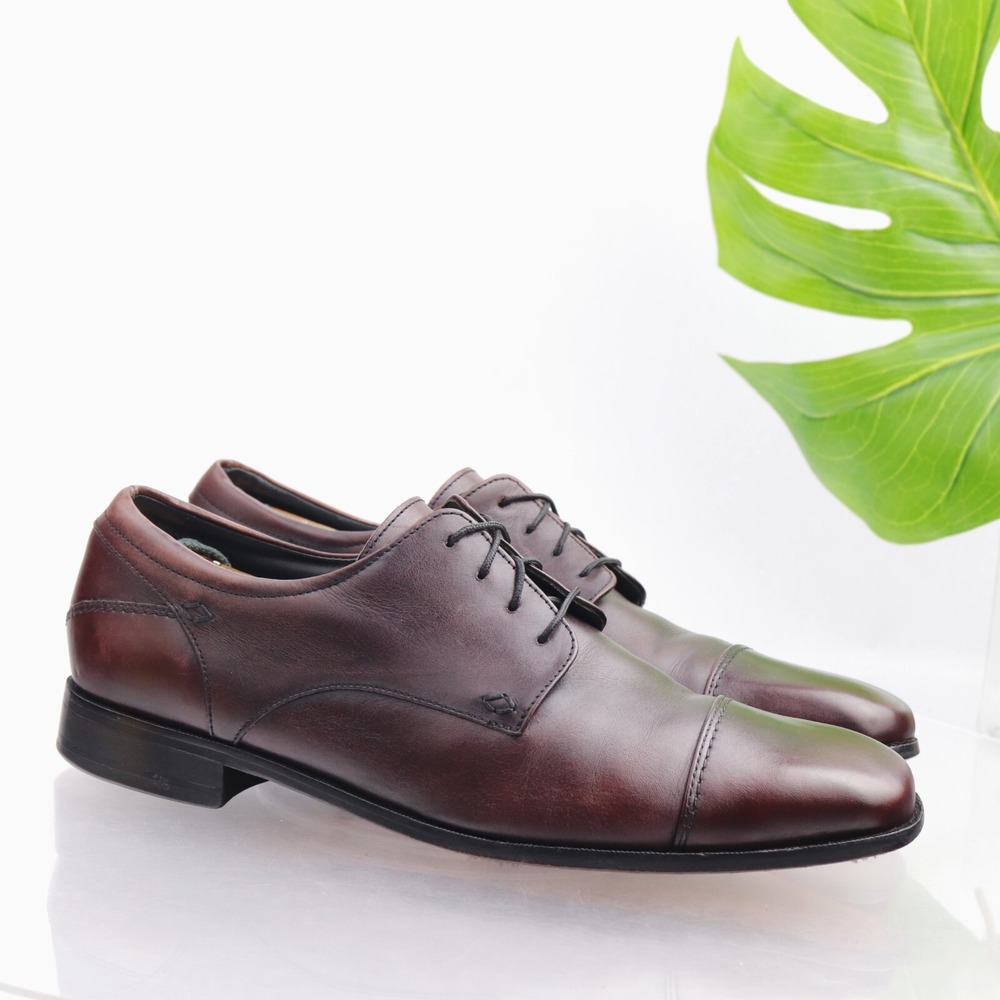 Florsheim Shoes Mens Welles Oxford Size 10.5 D Brown Leather Cap Toe Derby Dress